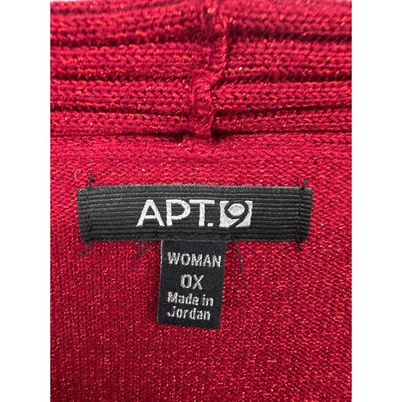 Apt 9 Womens Sweater 0X Red Metallic Cowl Neck Christmas Holiday Cocktail Party - Picture 3 of 10